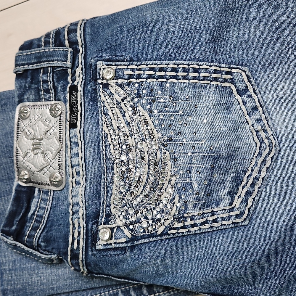 Miss Me Blue Jeans with Silver Embellishments